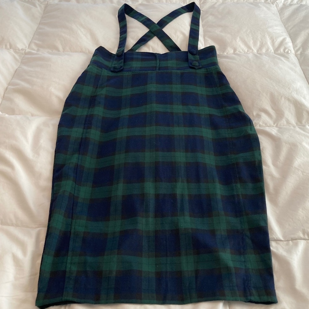 Adorable Tartan Pencil Skirt with Straps